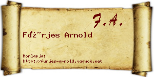 Fürjes Arnold névjegykártya