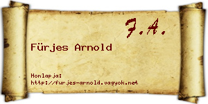 Fürjes Arnold névjegykártya